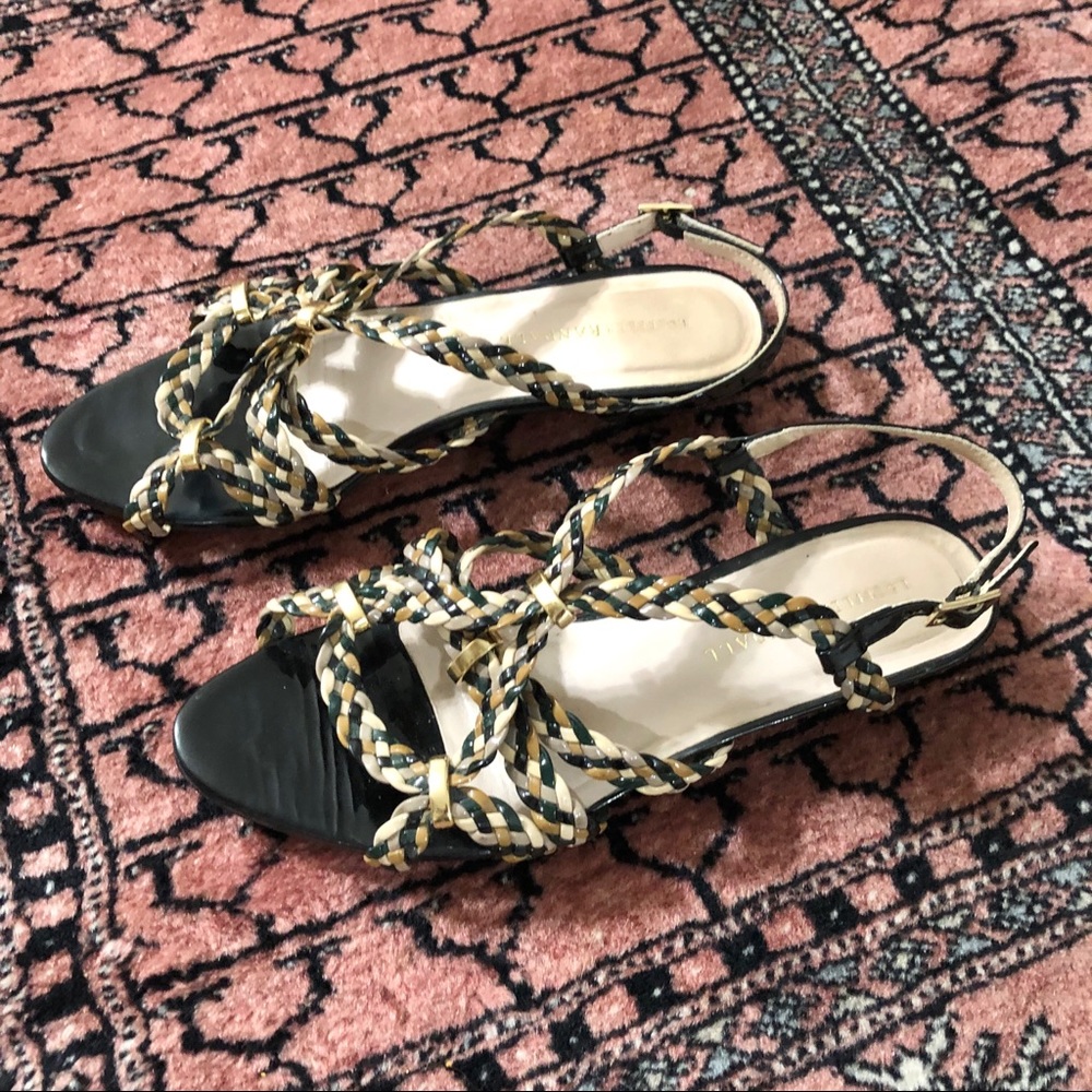 Loeffler Randall Black and Gold Braided Sandals